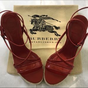Burberry Nova Wedge Sandal Military Red Size 36.